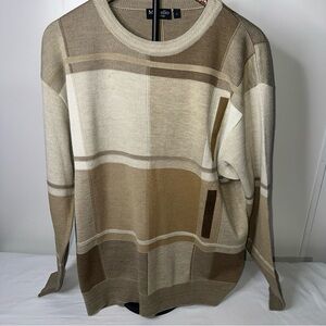 Marcello Men's Tan and Brown Crewneck Sweater